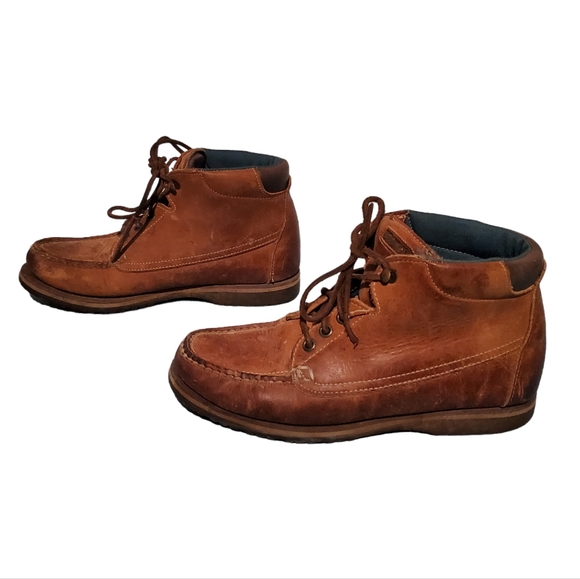 Sebago Brown Leather Moc-Toe Hiking Ankle Boots Women's Size 6.5M, Vibram Soles - Picture 2 of 8